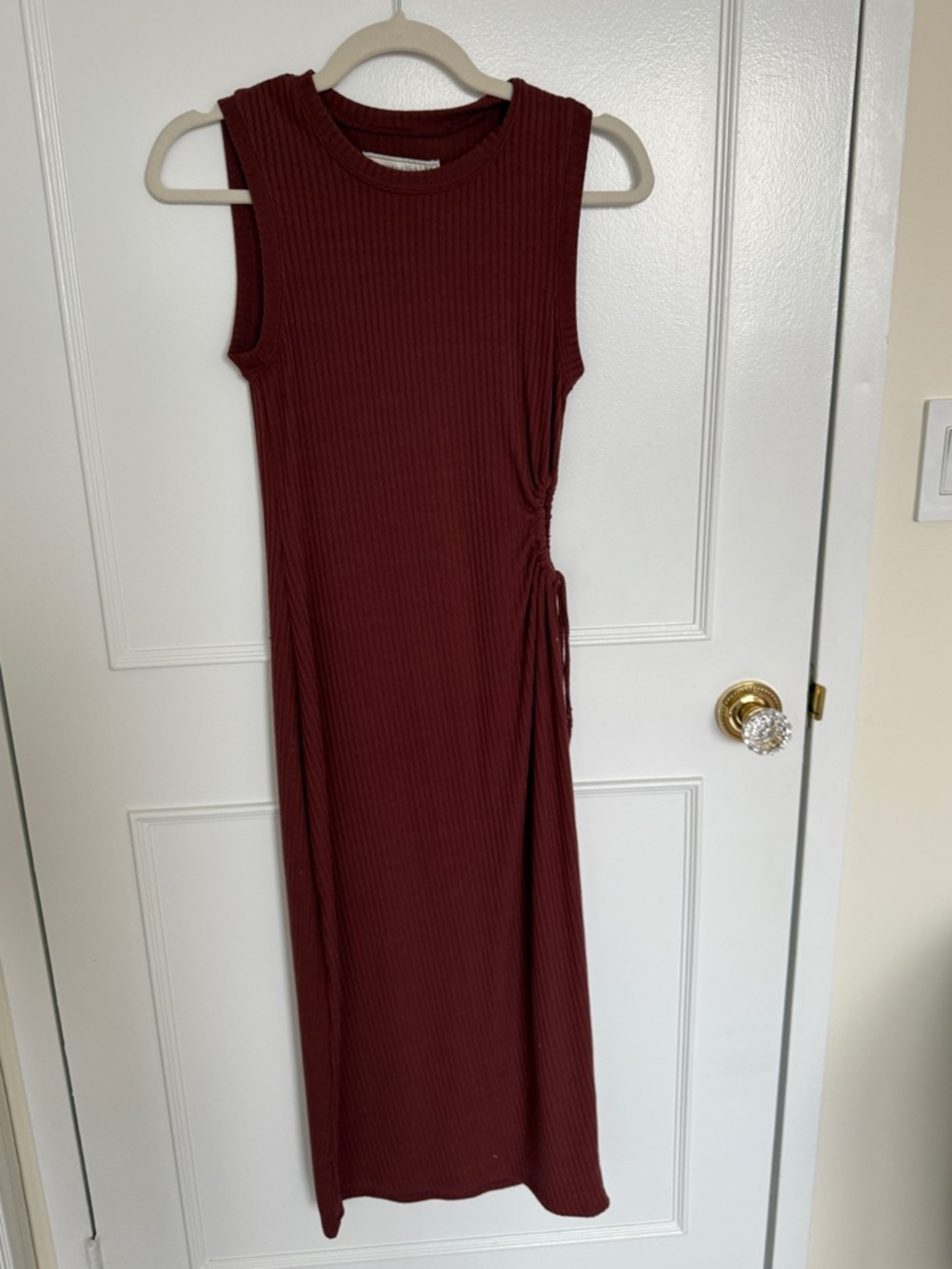 Sleeveless Ribbed Midi Dress in Rusty Orange